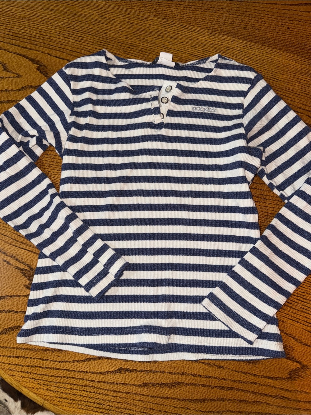 Vintage Rockies Navy & White Striped Long Sleeve Henley